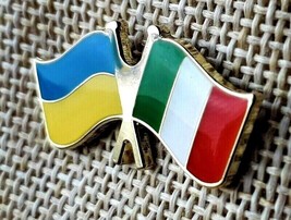 Ukrainian Italian Flag Ukraine Italy lapel Pin Metal badge Support Ukraine - £9.41 GBP+