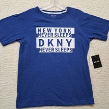 DKNY Girls&#39; T-Shirt Large (14-16) New York  Never Sleeps Blue Logo - £9.16 GBP