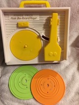 2010 Fisher Price Plastic Wind Up Record Player Music Box 2 Records Works Repro - £9.58 GBP