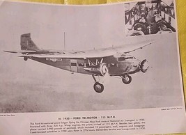 Vtg Photos 1930 Ford Tri Motor 115 Mph Began Flying In 1930 - £9.27 GBP