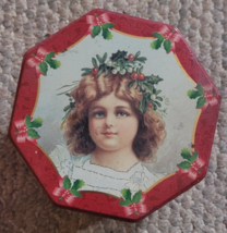 Metal Christmas Tin Angels Ribbons Holly Children Cookies Potpourri Deco... - €8,62 EUR