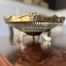 Brass Pedestal Centerpiece Compote Bowl Chintz Hollywood Regency Grandmi... - $49.00