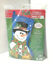 Sequin Snowman 18&quot; Christmas Stocking Kit NEW Dimensions #8113 Feltworks Felt  - $28.70