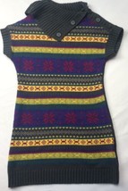 Bongo Girl Kintted Sweater Dress Sz S Striped Vintage Gray Yellow Pink - £23.89 GBP