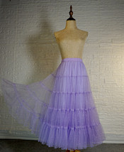 Light-purple Tiered Tulle Maxi Skirt Outfit Women Plus Size Sparkle Tulle Skirt image 2