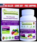 7 in 1 Elderberry with Zinc Echinacea, Vitamin C &amp; D Ginger &amp; Amla 90 Ca... - $331.08 MXN