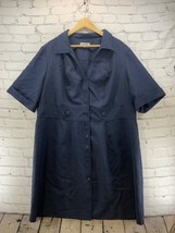 Shelby And Palmer Dress Womens Plus Sz 22W Navy Blue Modest Uniform Button Down - £15.81 GBP