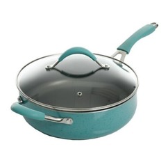 Pioneer Woman ~ 4.6 Quart Saute Pan with Lid ~ TEAL SPECKLE ~ Enamel ~ A... - £44.01 GBP