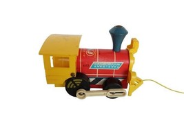 Vintage Fisher Price Toot Toot Train #643 Wood &amp; Plastic Pull Toy 1964 - £15.97 GBP