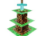 Pixel Game Style Cupcake Holder, 3-Tier Cardboard Cupcake Stand, Dessert... - £15.16 GBP