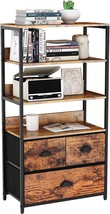 Furologee 4-Tier Storage Shelf Unit With 3 Drawers,Bookshelf Rack &amp;, Wood Top - £72.73 GBP