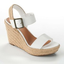 Sonoma White Espadrilles Sandals Shoes Platform Wedge Heels - £31.26 GBP