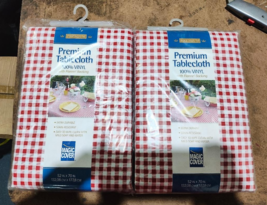 Magic Cover Disposable Tablecloth Red/White Checkered Vinyl 70&quot; x 52&quot; (2... - $15.83