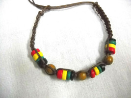 Reggae Chocolate Brown Macrame Rasta Wooden Beads Tie on Bracelet Ankle Bracelet - £3.12 GBP