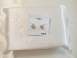 Department Store Gold Tone Pave Crystal Stud Earrings C791 - £8.26 GBP