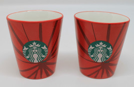 Starbucks Coffee 2014 Espresso Demitasse Shot Glass Cup Set of 2 Red Mermaid 3oz - £28.04 GBP