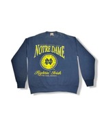 Vintage 90s Notre Dame Fighting Irish Sweatshirt Made In USA Logo Blue S... - £36.94 GBP