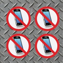 4 Pack NO PHONE Window Door Be Quit Stop Cell Mobile Sign 4&#39;&#39; x 4&quot; FREE ... - $5.89