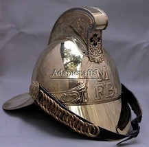 Medieval Brass Polish Finish Fireman Helmet Fire Fighter Officer&#39;s Chief Helmet - £129.07 GBP