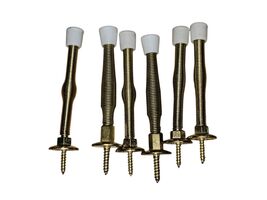 LOT OF 6 -  3" Bright Brass Finish Light Duty Spring Door Stop - $9.80