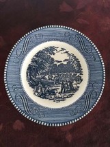 Vintage Currier and Ives Blue Royal China Harvest Dessert Plate 6 3/8&quot;  - £9.95 GBP