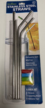 Hitt Brands Silver Stainless Steel Straws Eco Friendly 9 Piece Set BPA FREE - £4.23 GBP