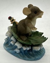 Charming Tails Fitz and Floyd &quot;Hang Ten&quot; Surfing Mouse Figurine # 83/103 - £10.25 GBP