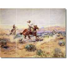 Charles Russell Native American Painting Ceramic Tile Mural P07785 - £95.62 GBP+