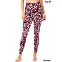 Leopard Print Leggings   High Rise Yoga Pants stretchy leggings - Cranberry - £15.42 GBP+