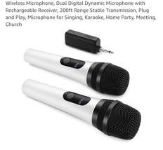 Wireless Microphone, Dual Digital Dynamic Microphone with Rechargeable  - $39.48