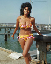 Pam Grier Sexy busty pin up glamour pose barefoot bikini 1970's 16x20 Canvas - $69.99