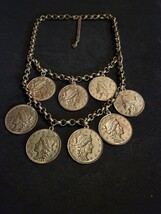 Vintage Replica Liberty 1854 Dangling Coins Necklace - $54.43 CAD