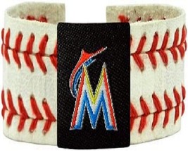 MLB Miami Marlins White 2 Seamer w/Red Stitching Team Baseball Bracelet - £20.69 GBP