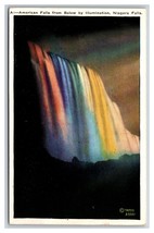 Illuminated American Falls Niagara Falls New York NY UNP WB Postcard F21 - £1.54 GBP