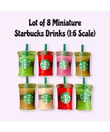 8 Dollhouse Miniature Starbucks Charms, Mini Starbucks Drinks, Barbie Dr... - $184.32 MXN