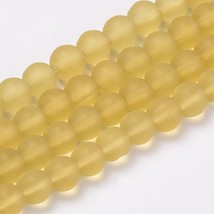 Transparent Glass Bead LOT OF 10 Strands Frosted round Pale Goldenrod 8m... - $10.44