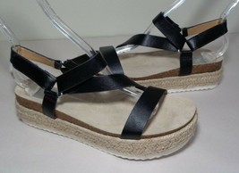 Dolce Vita Size 6 M IMAN Black Platform Jute Sandals New Women&#39;s Shoes - £76.89 GBP