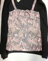 Live to Be Spoiled 2-in-1 Gray Cardigan with attached Pink Floral Blouse  - $19.79