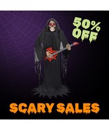 Haunted Living 6’ Animatronics Reaper with Guitar Halloween Prop Bluetooth Lowes - $215.83