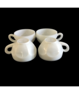 VTG Milk Glass Coffee Mugs Tea Cups White Set Of 4  2.5&quot; x 3.25&quot; - 4 fl oz - £14.61 GBP