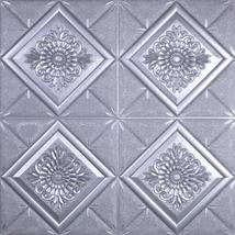 Dundee Deco PJ2224 Dark Silver Stylized Flowers in Diamonds 3D Wall Panel, Peel  - $12.73+