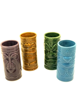 Tiki Vintage 2001 Accoutrements Ceramic Mug glass  Bars Barware Set of 4 READ - £23.94 GBP