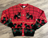 VTG Sweater Loft Cardigan Sweater Heart Buttons Scottie Dogs Red Grandma... - $28.86