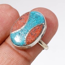 Turquoise Red Coral Handmade Gemstone Jewelry Nepali Ring Adjustable SA 2295 - £4.16 GBP