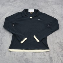 Ariat Shirt Mens M Black Cotton Long Sleeve Collared Vneck Casual Pullov... - $19.78
