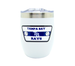 Tampa Bay Rays MLB Stainless Steel Stemless Wine Glass Tumbler 16 oz White - £20.97 GBP