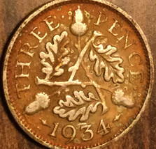 1934 Uk Gb Great Britain Silver Threepence Coin - £1.71 GBP