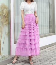Deep Blush Tiered Tulle Maxi Skirt Outfit Women Layered Tulle Skirts Custom Size image 8