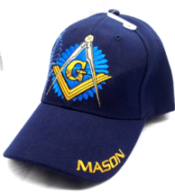 Grand Mason Navy Blue Embroidered Ball Cap Compass, Stripes  / G -- Masonic - $186.21 MXN