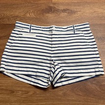 Gap Blue White Striped Welt Pocket Linen Look Cotton Shorts Womens Size 2 - £10.87 GBP